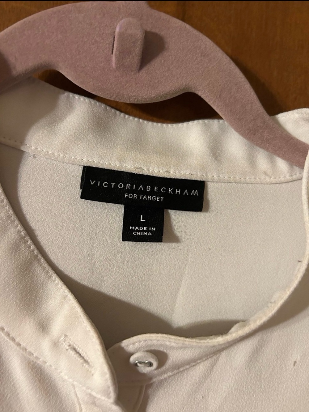 Victoria Beckham for Target Cream Button-Front Long Sleeve Blouse - Picture 6 of 7